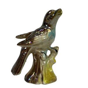 Vintage Ceramic Bird Figurine Hand-Painted Multicolor Glaze Design 5" Collectibl